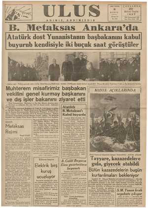 A Vo AV. / UG A 2661 < A ASA GELA GA GA Atatürk dost Yunanistanın başbakanını kabul buyurub kendısıyle iki buçuk saat goruştuler D LKL 