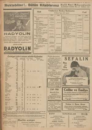    “ Mektebliler! '.. Bütün ULUS Kitablarınız 27-10-1937 —— Halil Naci Mıhçıoğlunda Anafartalar Caddesi No:111 Telefon: 1230 -