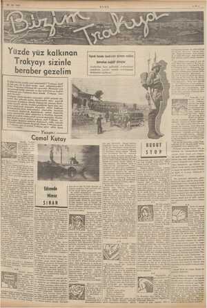    30 -10- 1937 » Yüzde yüz kalkınan . o Trakyayı sizinle —beraber gezelim ULUŞ kuvvetine mağlüP olmuştur e va bpm...