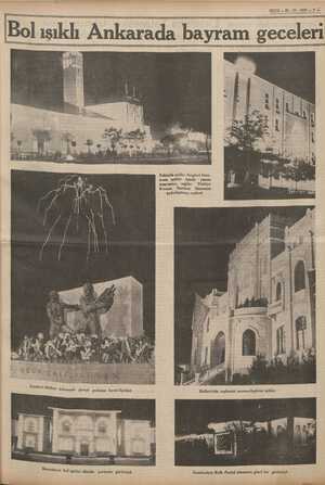  ULUS — 31 « 10 - 1937 — MAREA YAAA ARANAN ışıklı Ankarada bayram geceleri Rerkez Bankası binası aydmlatılmış cephesi...