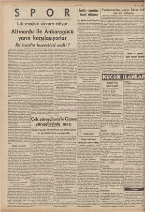    gesi ULUS | 26.11.1937 SR OR Lik maçları devam ediyor İngiliz - Amerikan Yüzden geçen Edirne hatt ticarel anlaşması için