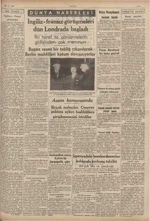  30-11-1937 Naya Mançukuoyu İngiltere - Fransa görüşmeleri Hatay meselesi resmen tanıdı vM İngiliz- fransız görüşmeleri 5 dün