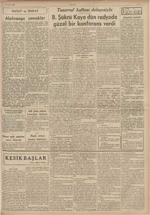    KAM 14-12-1937 ULUS HAYAT ve SIHHAT | İ Tasarruf haftası  ilayisiyile | 1G, çi Alafıranga yemekler B. Şükrü Kaya aya dün