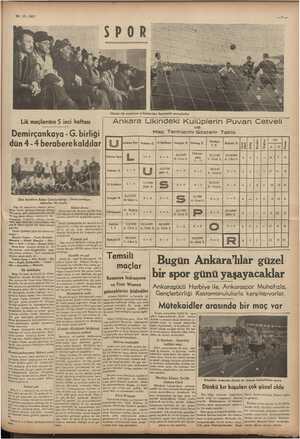    19-12-1937 Lik maçlarının 5 ine rin 5 inci haftası Demirçankaya - G. birliği Dünkü lik maçlarını tribünlerden heyecanla...