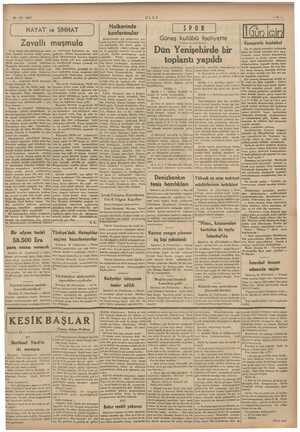    30 - 12 - 1937 ULUS Ke Halkevinde konferanslar HAYAT ve SIHHAT gerenensa Gün içi Komşumla hasbühal Güneş kulübü: faaliyette
