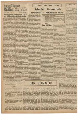    ULUS 31-12-1937 İSTANBULDAN MEKTUBLAR RADYO aasaasas Öğle Neşriyatı: İstanbul ticaretinde KOMÜSYONCULAR ve PERAKENDECİLERİN