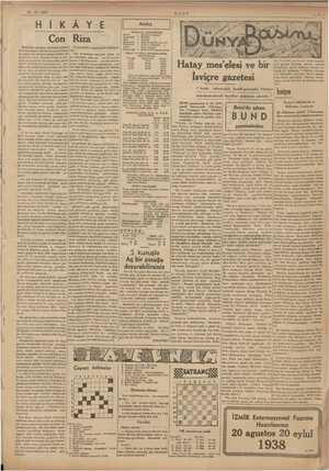   31-12. 1937 HİKÂYE Con Riza Çapraz kelimeler Pazar : Pazartı : Andaç NÖBETÇİ ECZANELER İatanbul eczanesi esi erkez sihrin i