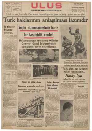  Perşembe G SONKÂNUN 1938 Ulus basımevi Çankırı Caddesi: Ankara Telgraf: Ulus - Ankara TELEFON Başmuaharrir Yazı İş. Müdürü