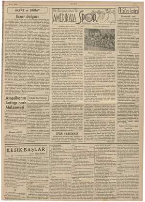    10-1-1938 HAYAT ve SIHHAT Manas Esrar Amerikanın -Sattığı harb Malzemesi aze Romen parası KESİKBAŞLAR Yazan: Edgar Wallace