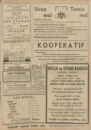    yy ye 12-2- 1938 KIZILAY —u— ŞEHİR TİYATROSU Halkevinde Bayram münasebetiyle Halk ve talebe matine ve suva- releri 12 şubat