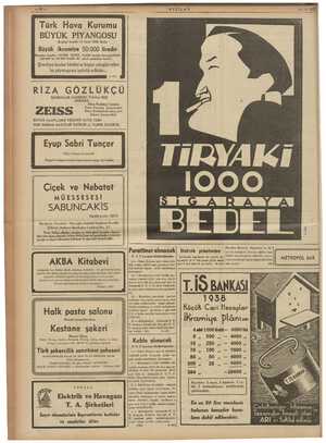    —10— Türk Hava Kurumu BÜYÜK P İYANGOSU şinci keşide 11 mart 1938 dedi Büyük meni 50.000 ünl Bundan başka: 15.000, 12.000,