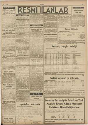  14 -3- 1938 ULUS —1— M. M. bakanlığı 3000 metre kaputluk kumaş alınacak Vekâleti Satın Alma Komis- yonundan : alınacak 00 si
