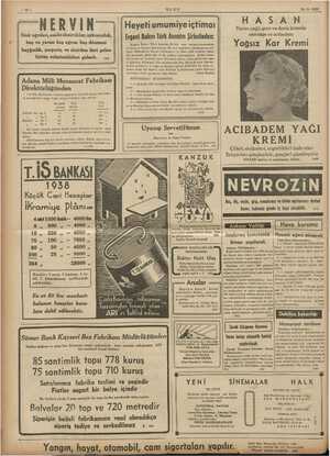  a. ULUS 14-3-1938 ““NERVIN” Sinir ağrıları, asabi öksürükler, uykusuzluk, baş ve yarım baş ağrısı. baş dönmesi Heyeti umumiye