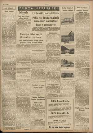    16 -3- 1938 " Büyük Almanya ,, ULUS Sövm S.M. Rıza Şah BASIN İCMALİI Pehlevinin yıldönümü Avusturyanın Almanyaya Mısırda |