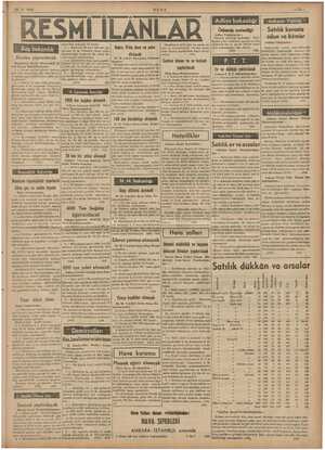    23-3- 1938 j Satılık kereste odun ve kömür Ankara Valiliğinden : orman baş mühendis mevcud 155 mikâb Bakır, Prinç boru ve