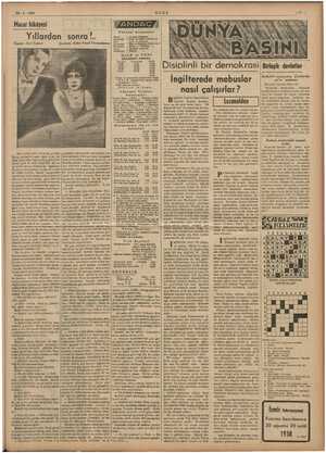    28-3-1938 Macar hikâyesi Yıllardan sonra! Çeviren: Zahir Ferid Törümküney Yazan: Jorj Tabori e öğe ve denkaza Zesineleri