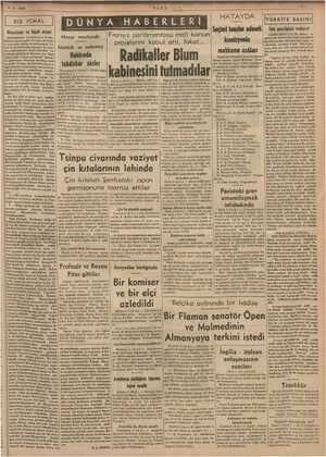  7-4.1938 | İCMAL | Macaristan ve küçük anfani LUS “5 DÜNYA HABERLERİ Fransız parlâmentosu mali projelerini kabul etti,...