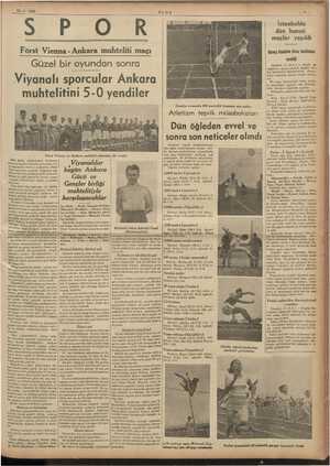    —18-4- 1938 UL > P i; K Först Vienna - Ankara muhteliti maçı Güzel bir oyundan sonra Viyanalı sporcular Ankara muhtelitini