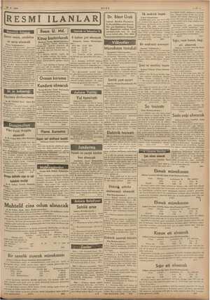    26.5. 1938 ULUS <N— İRESMİ İLANLAR| Basın U. Md i Demir masa, sandalya Kitap 4 kalem çivi alınacak İnhisarlar U) İlk mekteb