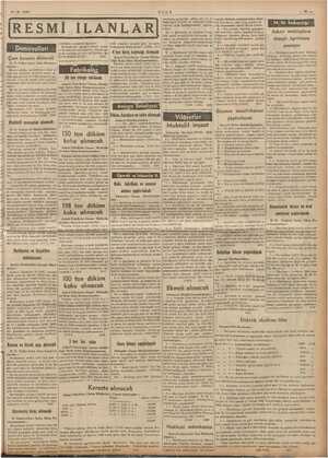  13 -6- 1938 ULUS İRESMİ İLANLAR| vesaikle 4 ton kireç alınacak | v kereste alınacak 50 fon yonga salılacak Muhtelif memurlar