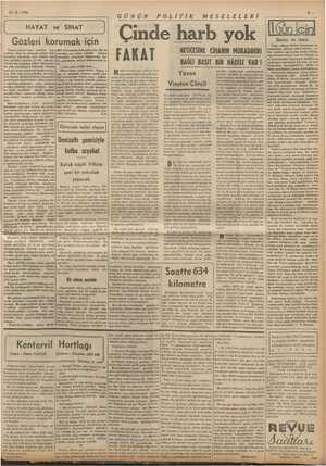  13-6-1938 HAYAT ve SIHAT Gözleri korumak i için Yazın gözleri hem tozdan, , hem raktan, e güneşin yakıcı ii ları ek, e için