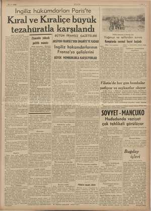    20-7. 1938 İngiliz hükümdarları Paris'te ULUS Kıral ve Kıraliçe büyük tezahüratla karşılandı BÜTÜN FRANSIZ GAZETELERİ...