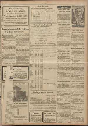  ULUS Sâtılık hâyvânlar ledayil Sermiğye Muhağipliğinden: Fiyatı * 21.7.1938 Yüksek Zirââ Enâi Adet Cinsi Türk Hava Kurumu Koç