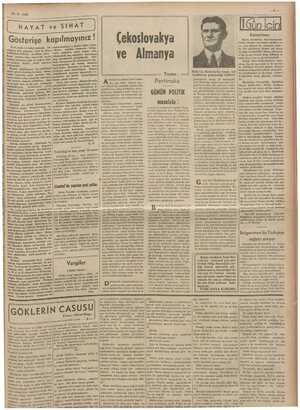      23-8. 1938 a | HAYAT ve SIHAT ül A Gösterişe kapılmayınız ! Çekoslovakya | VE << ve Almanya Hitler'in Yazân: Londra'ya