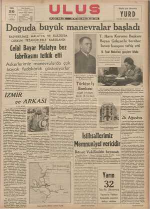    (uma Ulus Bazımevi 26 Çankırı caddesi, Ankara Telgraf: Ulus - Ankara AĞUSTOS TELEFON vuharrir 37 1936 | Pazterimım, Bi ———