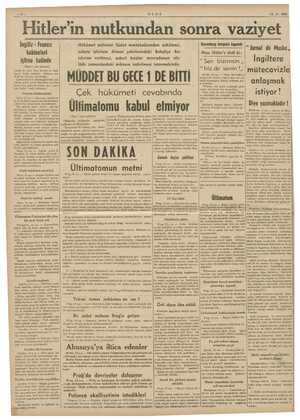    ULUS 14-9. 1938 İngiliz - Fransız Hükümet polisinin Südet mıntakalarından çekilmesi, Nuremberg kongresi kapandı J | Mak...