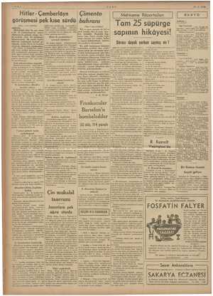    ULUS ve N 17-9-1938 Hitler - Çemberlâyn | Çimento görüşmesi pek kısa sürdü! buhranı inci sayfada) RADYO Mahkeme...