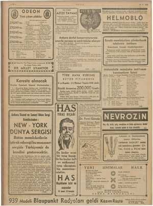    1 30-9 - 1938 O D E O N Böbreklerde idrar torbasına kadar yollardaki hastalıkların mik- roplarını kökünden temizlemek için