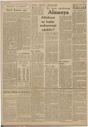  ” 30-9 - 1938 HAYAT v & SIHAT İn Deniz Kızının sesi Deniz kızmın sesi eski zamanlar-|nünüz: Dışarıdakilerin o sesin bir da vi