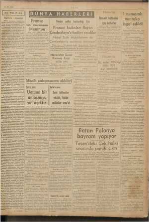  2-10-1938 | DIŞ POLİTİKA İngiltere - Almanya ga Hatay'da İktisadi kalkınma için tedbirler | numaralı mıntaka işga! edildi...