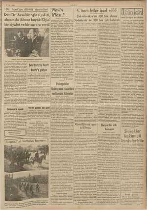    MAN 2 iğ Sh BEDELLER EE BA ER RAE ER ae 8-10-1938 Dr. Funk'un dünk ü ziyaretleri Dün Dr, Aras bir öğle ziyafeti, akşam da