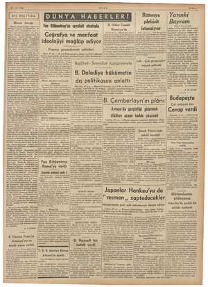     28.10. 1938 Rütenya | Yarınki DIŞ POLİTİKA DÜNYA HABERLERİ Mr plebisit || Bayram " B. Hitler Cenubi A a Fon Ribbenfrop'un