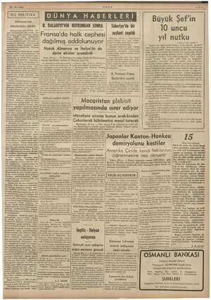    | DIŞ POLİTİKA | j Almanya'nın müstemleke gerin. Almanya yası halimin Siki ay yi e Şimdi dâvasma liği mleke 29 - 10 - 1938