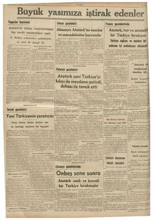     ; My ö . Büyük yasımıza iştirak edenler Yugoslav basınında Alman gazeteleri: | Fransız gazetelerinde lem dehası,...