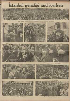  15-11. 1938 ei GE İstanbul gençliği and e gi Ki iz m Taksim meydanını dolduran ve bir taraftan Galatasaray'a, diğer taraftan