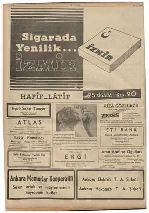    KIZILAY Sigarada Yenilik... © C) HSFİF.LÂTİF 5 S 24-11 - 1938 İGARA Krs.2O Eyüb Sabri Tunçer Adliye Sarayı karşısında...