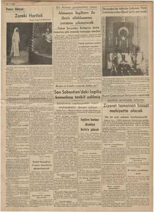    4-1-1939 Fransız hikâyesi : Zoraki Hortlak Yazan: Fransi dö Miyomandr iğ ULUS Bir Alman gazetesinin yazısı Almanya...