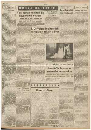    ın R müd 9-2.1939 —— ULUS —3— — DUN a HABERLERİ e yi İrürkiye BASINI) Yeni Y | eni bir Amerika'da kopan fırtına Yeni romen