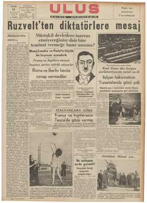  Ulus Basımevi pAZAR ankırı Caddesi, Ankara ı 16 NİSAN 1939 5 KURUŞ İmtiyaz sahibi Başmuharcirlik Yazı Müdürlüğü | Matbi İdare