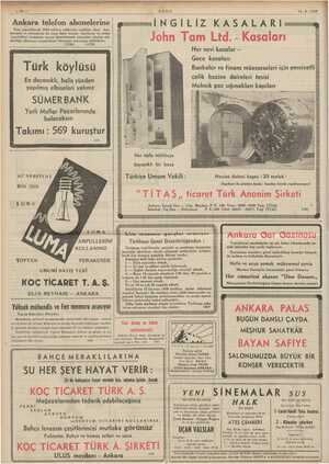    14.5.1939 y ği —12— ULUS Ankara telefon abonelerine gunun İ N G i L İZ K A 5 A L A R | ULU John Tam Ltd. - Kasaları Her...