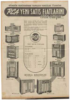  R24 YENi SATIŞ FİATLARIN Pa. ULU / Daima birinci olduğu gibi, RCA, 39 radyo çeşitlerinin eni satış fiatlarını birinci olarak