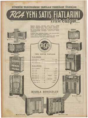    ZARININ © 2CA 917 & modeli OLA O wedefi Daima birinci olduğu gibi; RCA, radyo çeşitlerinin yeni satış fiatlarını birinci