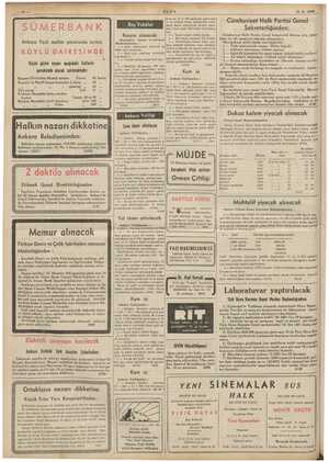    10-6 -1939 5 ri 11 de vilâyet bine dahilindeki ere) Cümhuriyet Halk Partisi Genel SÜMERBANK Enn Mi En Sekreterliğinden: tw