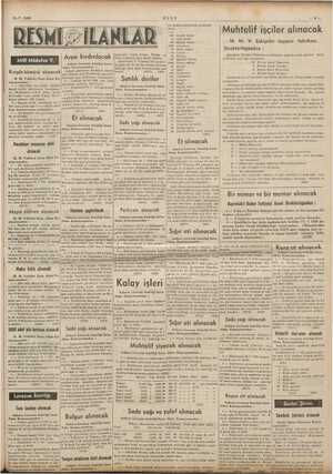    8-7-1939 ULUS ekg RESMİ; Kırıple kömürü alınacak M. M. Vekâleti Satın Alma Ko- ton kriple kömürülm 20 lira: 20.000 minat