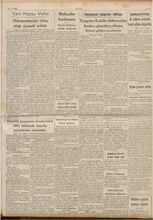    ,21-7- 1939 ULUS ya Yeni Hatay Valisi Mülteciler Samanpazarı yangınının fahkikafı Cümhurreisimizle konferansı B. Löbrön...