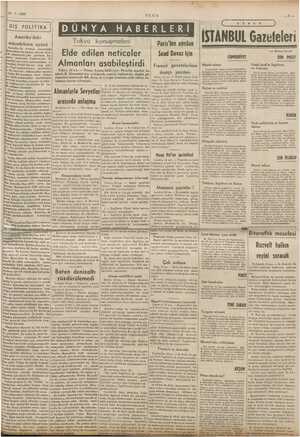     23-7. 1939 ULUS EE e İSTANBUL Gazeteleri ile Avrupa arasmdaki a.s, Matbuat Servisi igin Elde edilen neticeler Suad Davaz